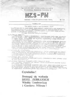 NZS-PW: Biuletyn Informacyjny Niezależnego Zrzeszenia Studentów PW, nr 3/4 (28 października 1980)