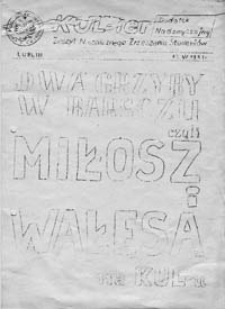 KUL-ier: zeszyt Niezależnego Zrzeszenia Student&oacute;w: dodatek nadzwyczajny (12 VI 1981 r.)