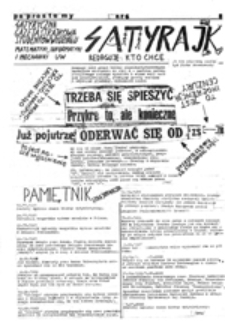 Satyrajk: satyryczna gazeta strajkowa studentów Wydziału Matematyki, Informatyki i Mechaniki UW, nr 6