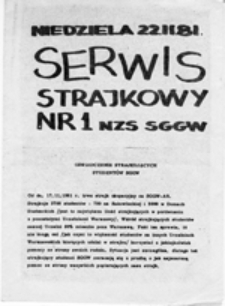 Serwis strajkowy NZS SGGW, nr 2 (29.11.81)