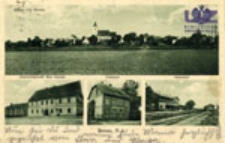 Bieni&oacute;w / Benau, N.-L.: Gastwirtschaft Max Schulz, Postamt, Rahnhof