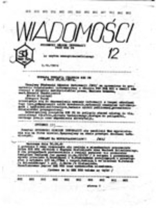 Wiadomości: studencki ośrodek informacji przy N[iezależny]Z[związek]S[tudentów] P[olitechniki]G[dańskiej], nr 12 (2.10.1981)