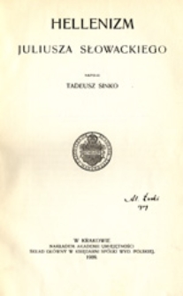 Hellenizm Juliusza Słowackiego