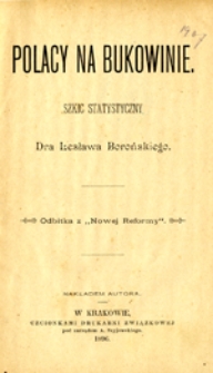 Polacy na Bukowinie: szkic statystyczny