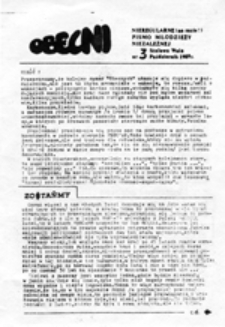 Obecni: pismo Młodych i Wolnych ze Stalowej Woli, nr 3 (październik 1989)
