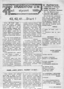 Pismo studentów U[niwersytetu] W[arszawskiego], nr 2 (kwiecień 1989)