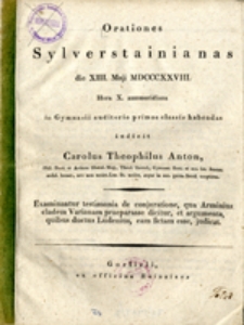 Orationes Sylverstainianas die XIII. Maji MDCCCXXVIII...