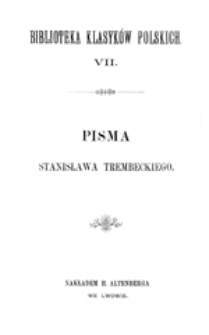 Pisma Stanisława Trembeckiego, T. 1