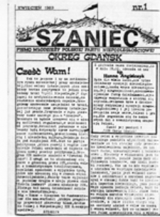 Szaniec: pismo młodzieży Polskiej Partii Niepodległościowej, nr 1 (kwiecień1989)