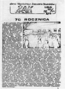Żak: pismo Niezależnego Zrzeszenia Studentów Lublin, nr 16 (8 I 1989)