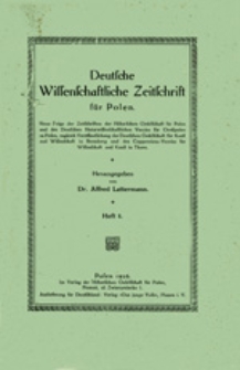 Deutsche Wissenschaftliche Zeitschrift f&uuml;r Polen: Neue Folge der Zeitschriften der Historischen Gesellschaft f&uuml;r Posen und des Deutschen Naturwissenschaftlichen Vereins f&uuml;r Gro&szlig;polen, zugleich Ver&ouml;ffentlichung der Deutschen Gesellschaft f&uuml;r Kunst und Wissenschaft in Bromberg und des Coppernicus-Vereins f&uuml;r Wissenschaft und Kunst in Thorn, Heft 8