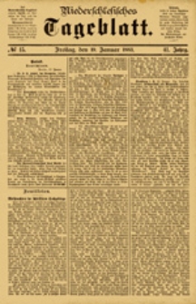 Niederschlesisches Tageblatt, no 15 (Freitag, den 19. Januar 1883)