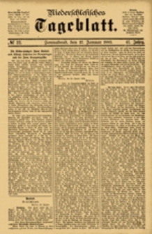 Niederschlesisches Tageblatt, no 22 (Sonnabend, den 27. Januar 1883)