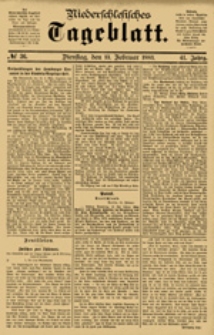Niederschlesisches Tageblatt, no 36 (Dienstag, den 13. Februar 1883)