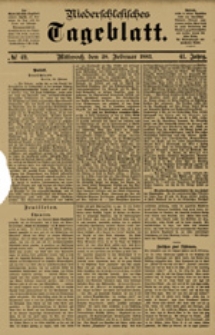 Niederschlesisches Tageblatt, no 49 (Mittwoch, den 28. Februar 1883)
