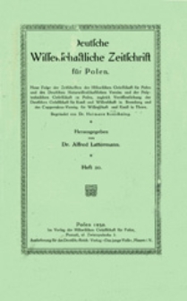 Deutsche Wissenschaftliche Zeitschrift f&uuml;r Polen: Neue Folge der Zeitschriften der Historischen Gesellschaft f&uuml;r Posen und des Deutschen Naturwissenschaftlichen Vereins f&uuml;r Gro&szlig;polen, zugleich Ver&ouml;ffentlichung der Deutschen Gesellschaft f&uuml;r Kunst und Wissenschaft in Bromberg und des Coppernicus-Vereins f&uuml;r Wissenschaft und Kunst in Thorn, Heft 20