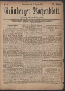 Gr&uuml;nberger Wochenblatt: Zeitung f&uuml;r Stadt und Land, No. 3. (11. Januar 1877)