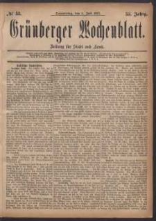 Gr&uuml;nberger Wochenblatt: Zeitung f&uuml;r Stadt und Land, No. 53. (5. Juli 1877)