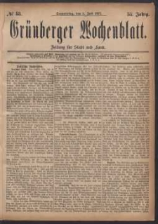 Grünberger Wochenblatt: Zeitung für Stadt und Land, No. 53. (5. Juli 1877)
