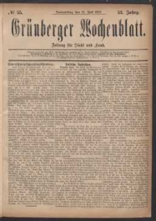 Gr&uuml;nberger Wochenblatt: Zeitung f&uuml;r Stadt und Land, No. 55. (12. Juli 1877)