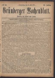 Grünberger Wochenblatt: Zeitung für Stadt und Land, No. 57. (19. Juli 1877)