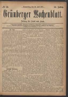 Gr&uuml;nberger Wochenblatt: Zeitung f&uuml;r Stadt und Land, No. 59. (26. Juli 1877)