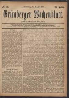 Grünberger Wochenblatt: Zeitung für Stadt und Land, No. 59. (26. Juli 1877)