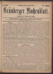 Gr&uuml;nberger Wochenblatt: Zeitung f&uuml;r Stadt und Land, No. 68. (26. August 1877)