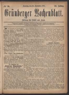Gr&uuml;nberger Wochenblatt: Zeitung f&uuml;r Stadt und Land, No. 78. (30. September 1877)