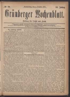 Gr&uuml;nberger Wochenblatt: Zeitung f&uuml;r Stadt und Land, No. 79. (4. October 1877)