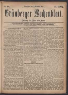 Gr&uuml;nberger Wochenblatt: Zeitung f&uuml;r Stadt und Land, No. 80. (7. Oktober 1877)