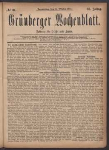 Grünberger Wochenblatt: Zeitung für Stadt und Land, No. 81. (11. Oktober 1877)