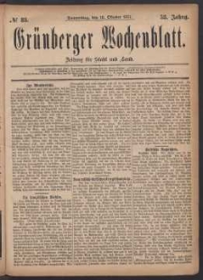 Grünberger Wochenblatt: Zeitung für Stadt und Land, No. 83. (18. Oktober 1877)