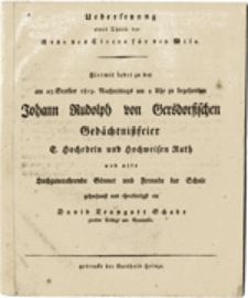 Uebersetzung eines Theils der Rede des Cicero für den Milo. Hiermit ladet zu der ....
