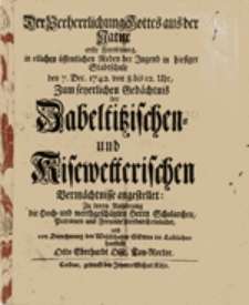 Der Verherrlichung Gottes aus der Natur erste Fortsetzung, in etlichen öffentlichen Reden der Jugend ...