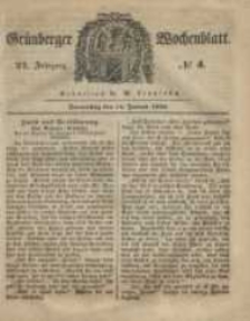 Gr&uuml;nberger Wochenblatt, No. 4. (13. Januar 1848)