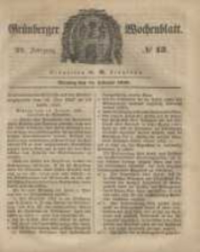 Gr&uuml;nberger Wochenblatt, No. 13. (14. Februar 1848)