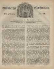 Gr&uuml;nberger Wochenblatt, No. 71. (4. September 1848)