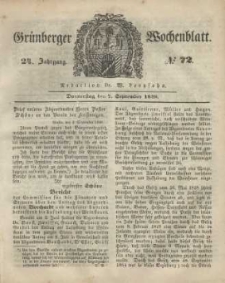 Gr&uuml;nberger Wochenblatt, No. 72. (7. September 1848)