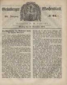 Gr&uuml;nberger Wochenblatt, No. 91. (13. November 1848)
