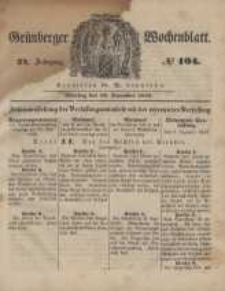 Gr&uuml;nberger Wochenblatt, No. 104. (18. December 1848)