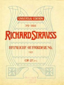 4 Lieder für eine Singstimme mit Begleitung des Pianoforte, op. 27 No 3 - Heimliche Aufforderung, tief.