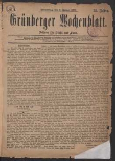 Grünberger Wochenblatt: Zeitung für Stadt und Land, No. 1. (2. Januar 1879)