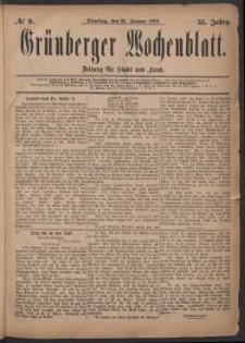 Gr&uuml;nberger Wochenblatt: Zeitung f&uuml;r Stadt und Land, No. 9. (21. Januar 1879)