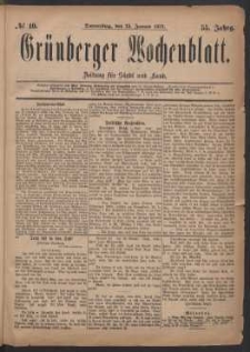 Gr&uuml;nberger Wochenblatt: Zeitung f&uuml;r Stadt und Land, No. 10. (23. Januar 1879)