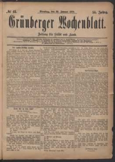 Grünberger Wochenblatt: Zeitung für Stadt und Land, No. 12. (28. Januar 1879)