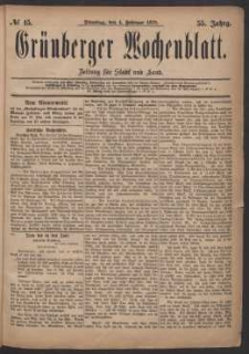 Grünberger Wochenblatt: Zeitung für Stadt und Land, No. 15. (4. Februar 1879)