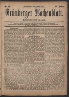 Grünberger Wochenblatt: Zeitung für Stadt und Land, No. 28. (6. März 1879)