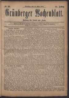 Grünberger Wochenblatt: Zeitung für Stadt und Land, No. 33. (18. März 1879)