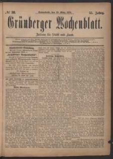 Grünberger Wochenblatt: Zeitung für Stadt und Land, No. 38. (29. März 1879)